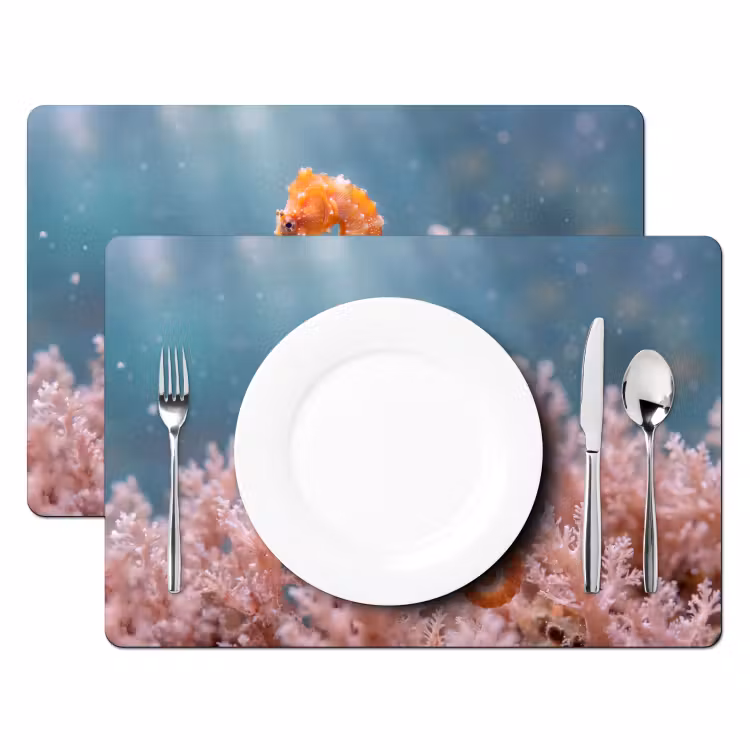 Placemat - 6 stuks - Vis - Koraal - Oceaan - Macro - Oranje — 2