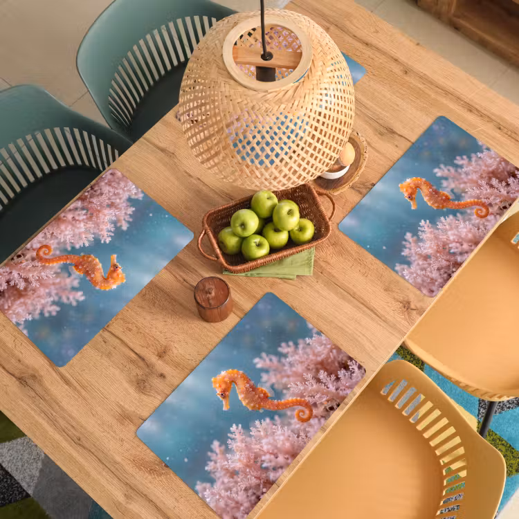 Placemat - 6 stuks - Vis - Koraal - Oceaan - Macro - Oranje — 6