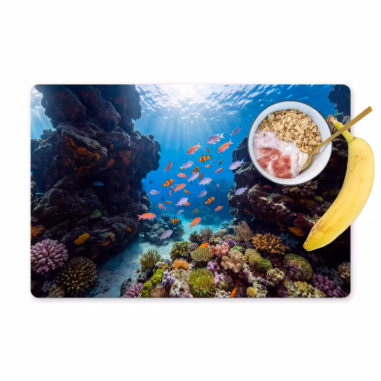 Placemat - 6 stuks - Vis - Koraalrif - Onderwater - Levendig - Blauw — 1