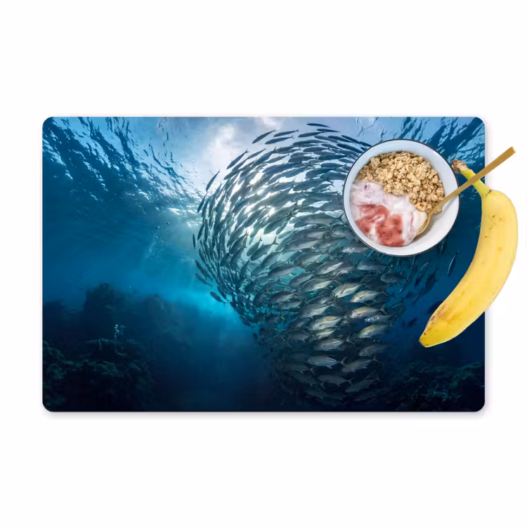 Placemat - 6 stuks - Vis - School - Oceaan - Natuur - Blauw — 1
