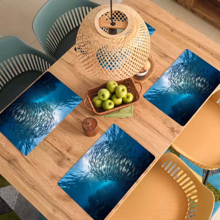 Placemat - 6 stuks - Vis - School - Oceaan - Natuur - Blauw — 6