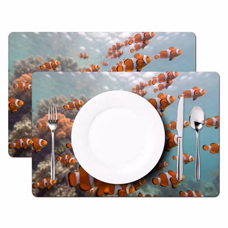 Placemat - 6 stuks - Vis - School - Onderwater - Dieren - Oranje — 2