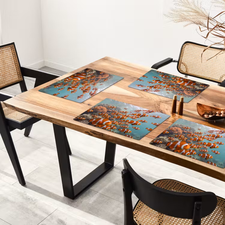 Placemat - 6 stuks - Vis - School - Onderwater - Dieren - Oranje — 5