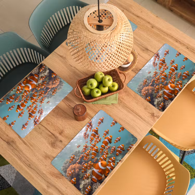 Placemat - 6 stuks - Vis - School - Onderwater - Dieren - Oranje — 6