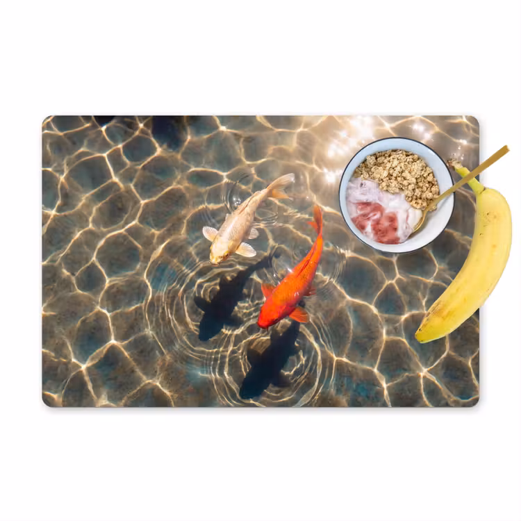 Placemat - 6 stuks - Vis - Water - Dieren - Oranje - Goud — 1