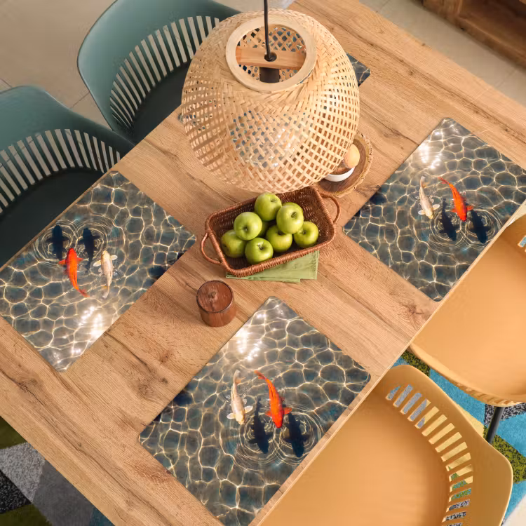 Placemat - 6 stuks - Vis - Water - Dieren - Oranje - Goud — 6