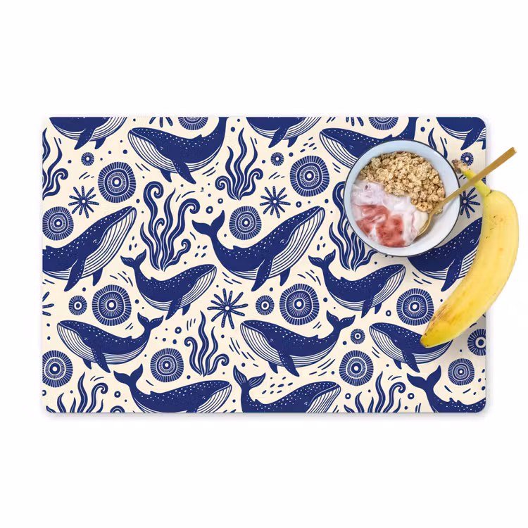 Placemat - 6 stuks - Walvis - Onderwater - Dieren - Abstract - Blauw — 1