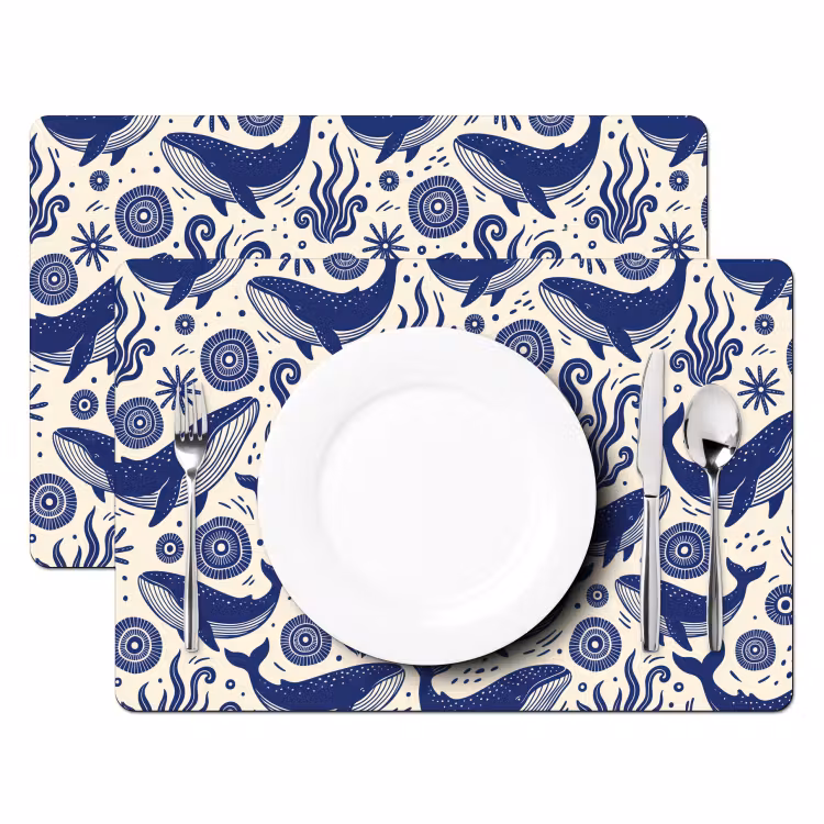 Placemat - 6 stuks - Walvis - Onderwater - Dieren - Abstract - Blauw — 2