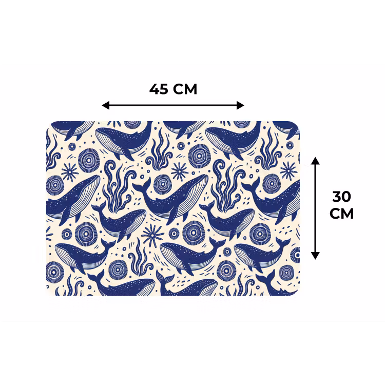 Placemat - 6 stuks - Walvis - Onderwater - Dieren - Abstract - Blauw — 3