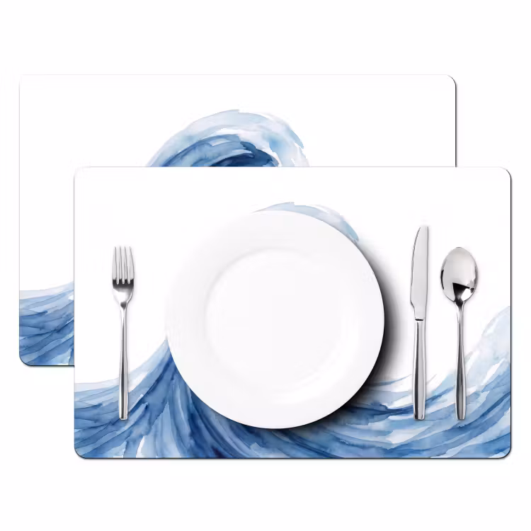 Placemat - 6 stuks - Water - Beweging - Natuur - Modern - Blauw — 2