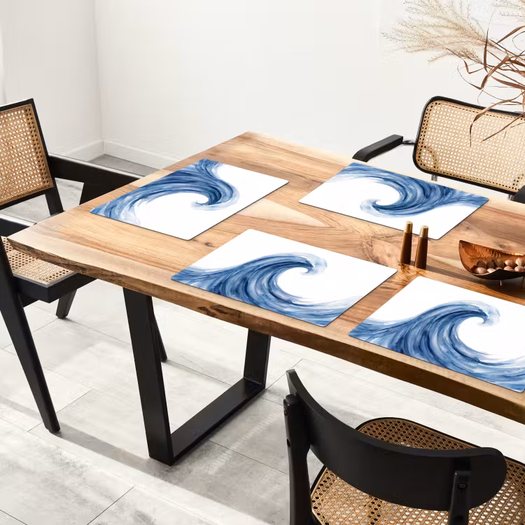 Placemat - 6 stuks - Water - Beweging - Natuur - Modern - Blauw — 5