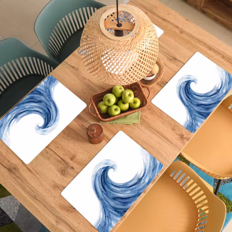 Placemat - 6 stuks - Water - Beweging - Natuur - Modern - Blauw — 6