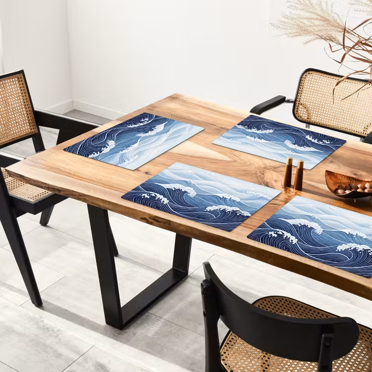 Placemat - 6 stuks - Water - Mozaïek - Landschap - Modern - Blauw — 5