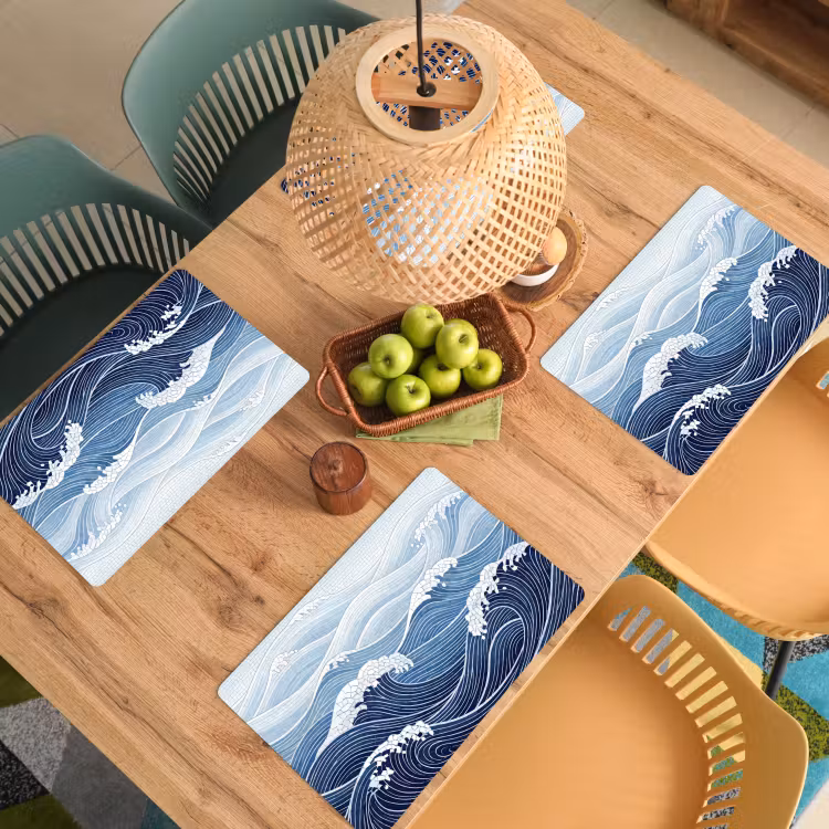 Placemat - 6 stuks - Water - Mozaïek - Landschap - Modern - Blauw — 6