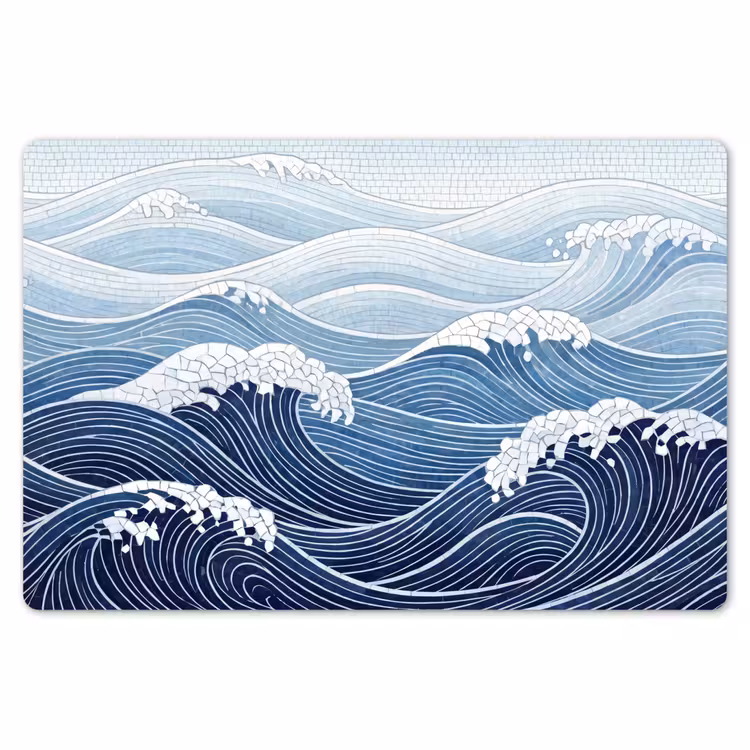 Placemat - 6 stuks - Water - Mozaïek - Landschap - Modern - Blauw — 7