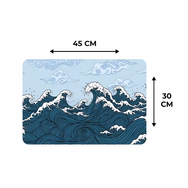 Placemat - 6 stuks - Zee - Golven - Japans - Natuur - Blauw — 3