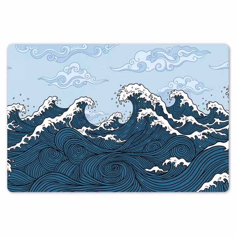 Placemat - 6 stuks - Zee - Golven - Japans - Natuur - Blauw — 7