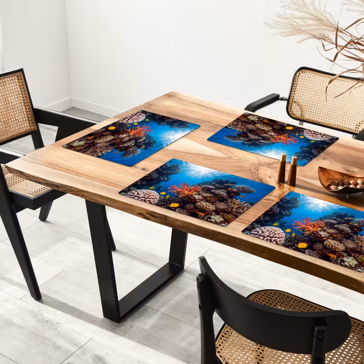 Placemat - 6 stuks - Zee - Koraalrif - Natuur - Levendig - Blauw — 5