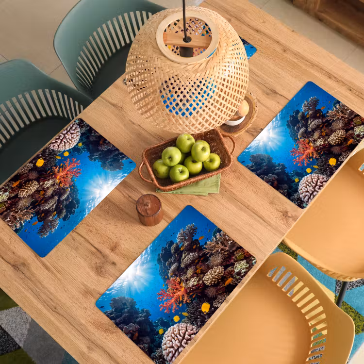 Placemat - 6 stuks - Zee - Koraalrif - Natuur - Levendig - Blauw — 6