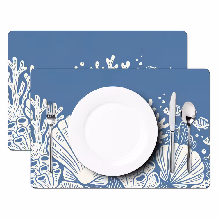 Placemat - 6 stuks - Zeeleven - Koraal - Schelp - Vis - Illustratie - Onderwater — 2
