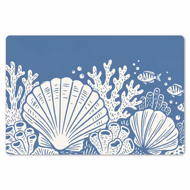 Placemat - 6 stuks - Zeeleven - Koraal - Schelp - Vis - Illustratie - Onderwater — 7