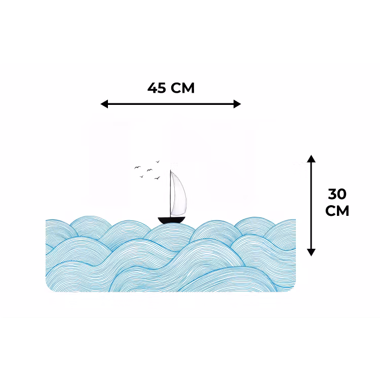 Placemat - 6 stuks - Zeilboot - Golven - Zee - Illustratie - Blauw — 3