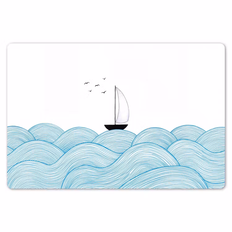 Placemat - 6 stuks - Zeilboot - Golven - Zee - Illustratie - Blauw — 7