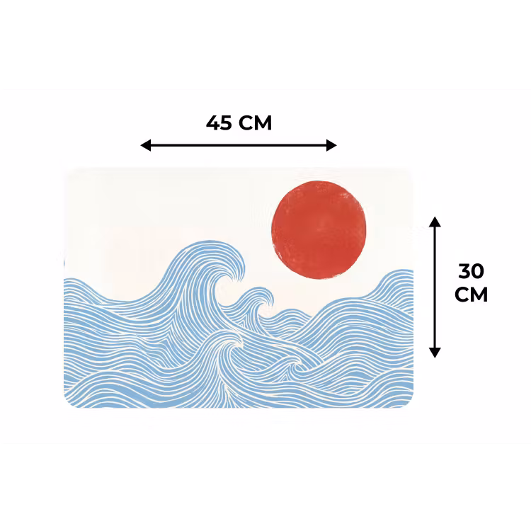 Placemat - 6 stuks - Zon - Golven - Oceaan - Abstract - Rood — 3