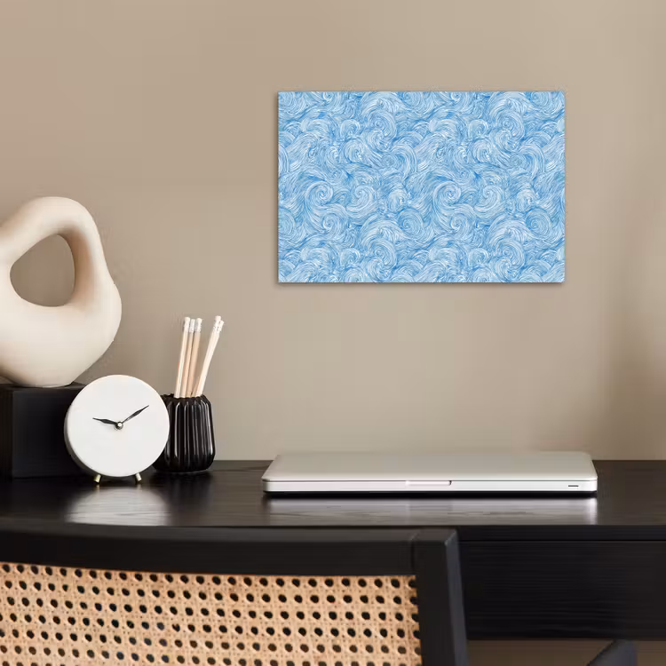 Poster - Blauw - Wit - Spiraal - Golven - Lijnen — 2