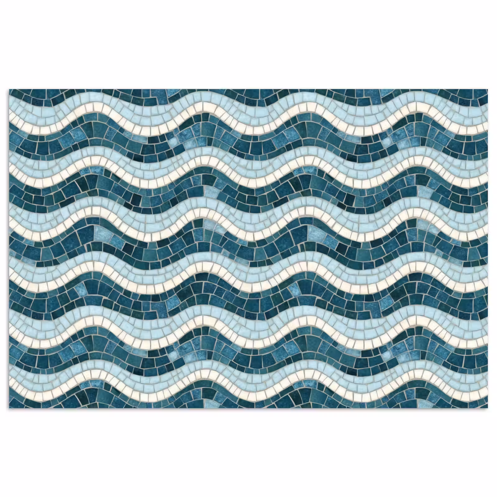 Poster - Blauw - Wit - Mozaïek - Golvend — 1