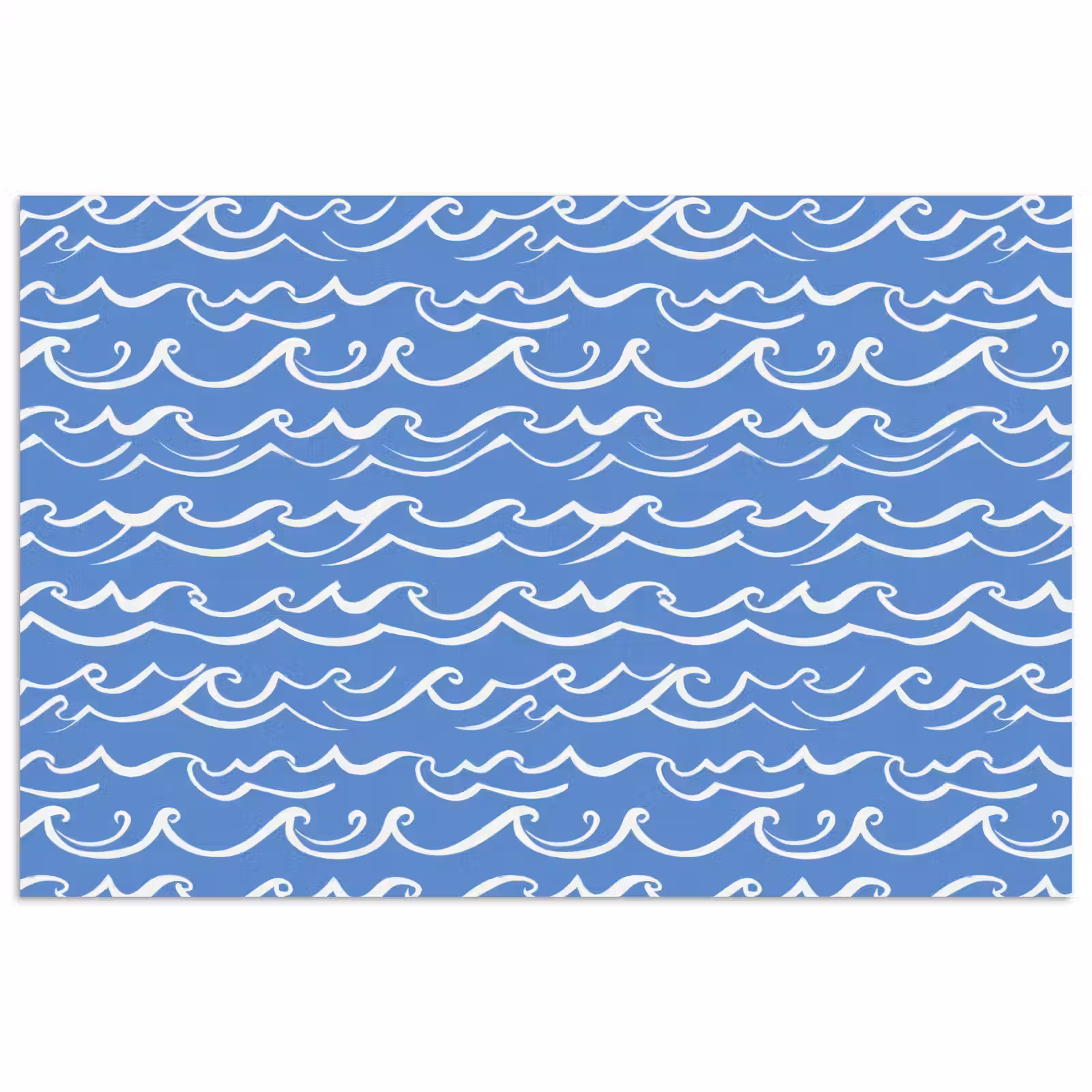 Poster - Blauw - Wit - Simpel - Getekend - Golven — 1