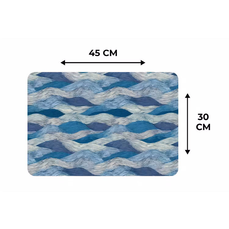 Placemat - 6 stuks - Getekend - Blauw - Wit - Golvend - Streepjes — 3