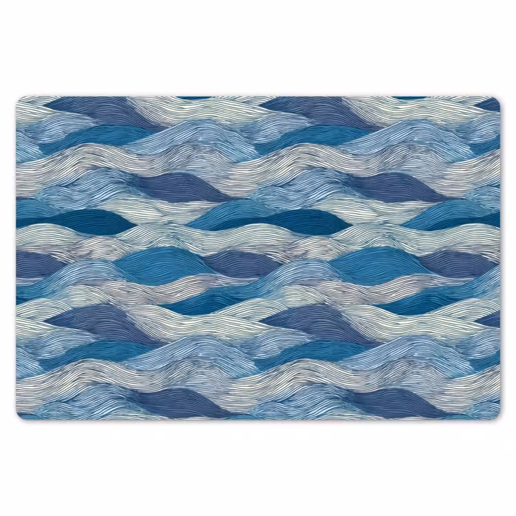 Placemat - 6 stuks - Getekend - Blauw - Wit - Golvend - Streepjes — 7