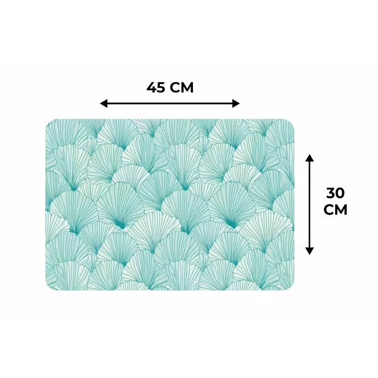 Placemat - 6 stuks - Groen - Wit - Ginko - Getekend - Textuur — 3