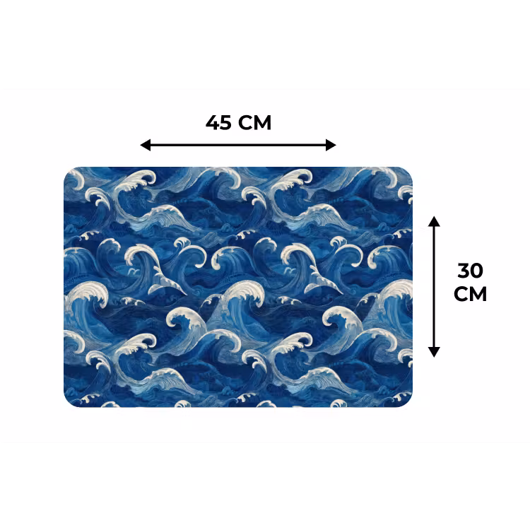 Placemat - 6 stuks - Japans - Oceaan - Golven - Blauw — 3