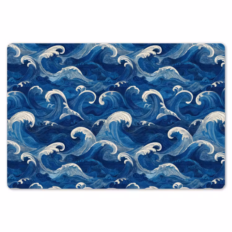 Placemat - 6 stuks - Japans - Oceaan - Golven - Blauw — 7