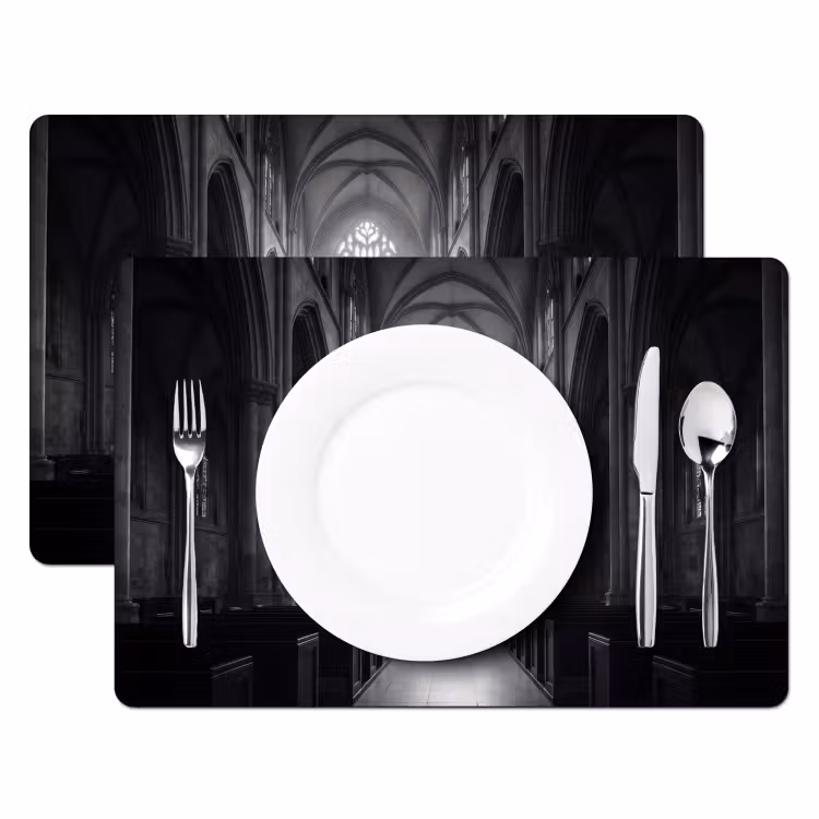 Placemat - 6 stuks - Kerk - Interieur - Lichtstralen - Architectuur - Klassiek — 2