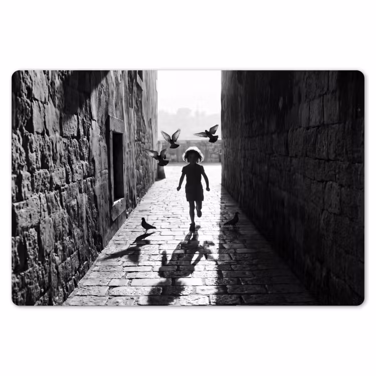 Placemat - 6 stuks - Kind - Vogel - Straat - Zwart-wit - Spelen — 7