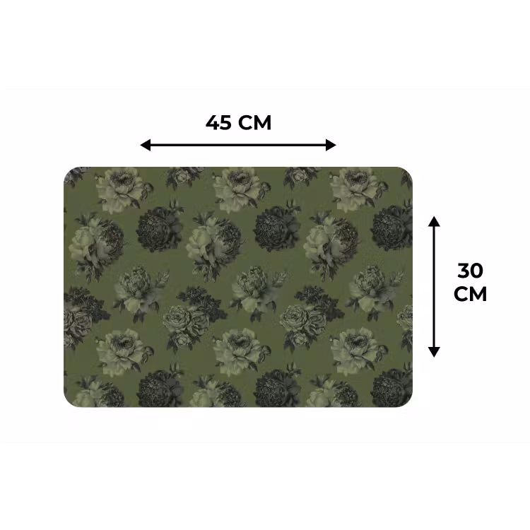 Placemat - 6 stuks - Klassiek - botanisch - Olijfgroen - Bloemen — 3
