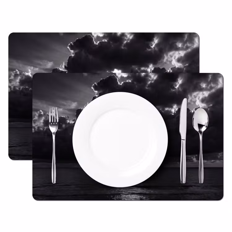 Placemat - 6 stuks - Licht - Wolken - Zee - Zwart-wit - Natuur — 2