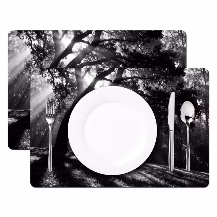 Placemat - 6 stuks - Mens - Hond - Natuur - Zwart-wit - Silhouet — 2