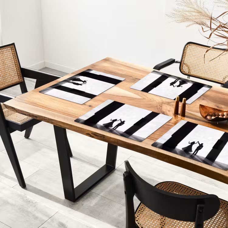 Placemat - 6 stuks - Mensen - Schaduw - Dans - Zwart-wit - Liefde — 5