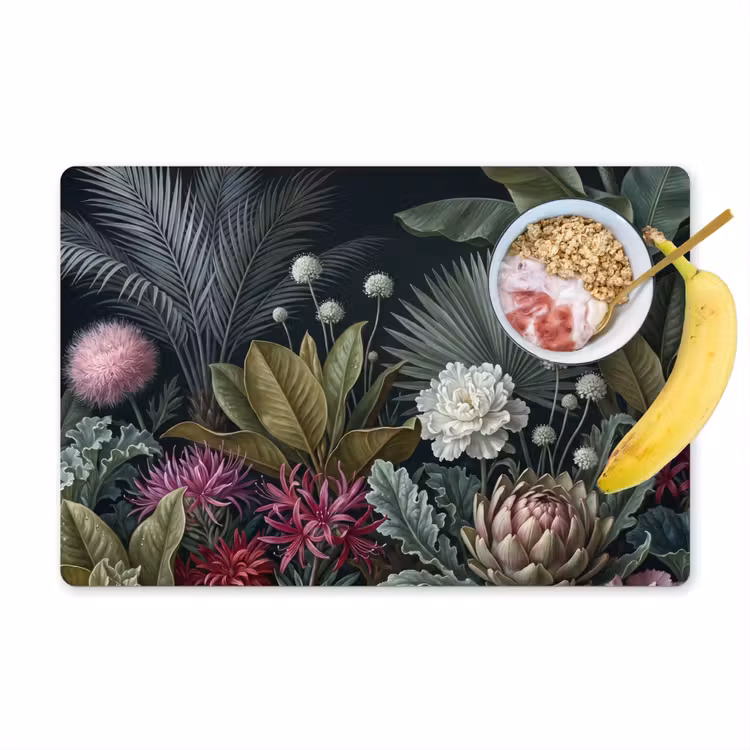 Placemat - 6 stuks - Planten - Tropisch - Botanisch - Donker - Groen — 1