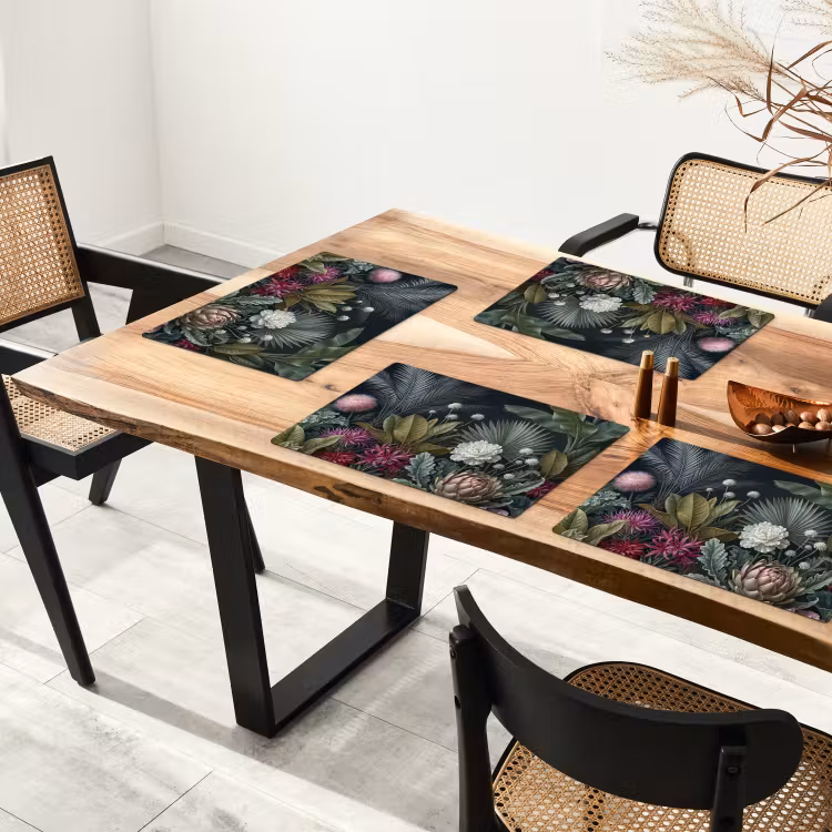 Placemat - 6 stuks - Planten - Tropisch - Botanisch - Donker - Groen — 5