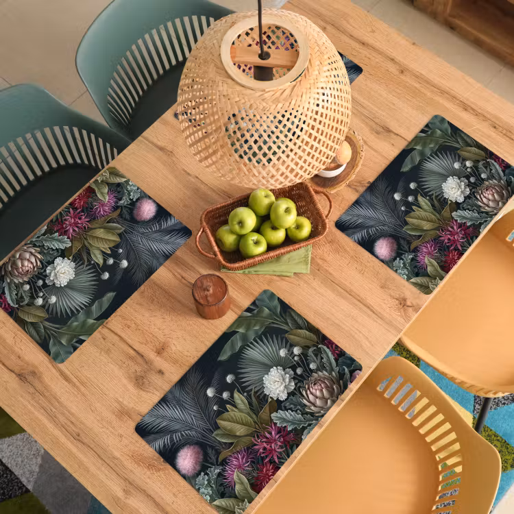 Placemat - 6 stuks - Planten - Tropisch - Botanisch - Donker - Groen — 6