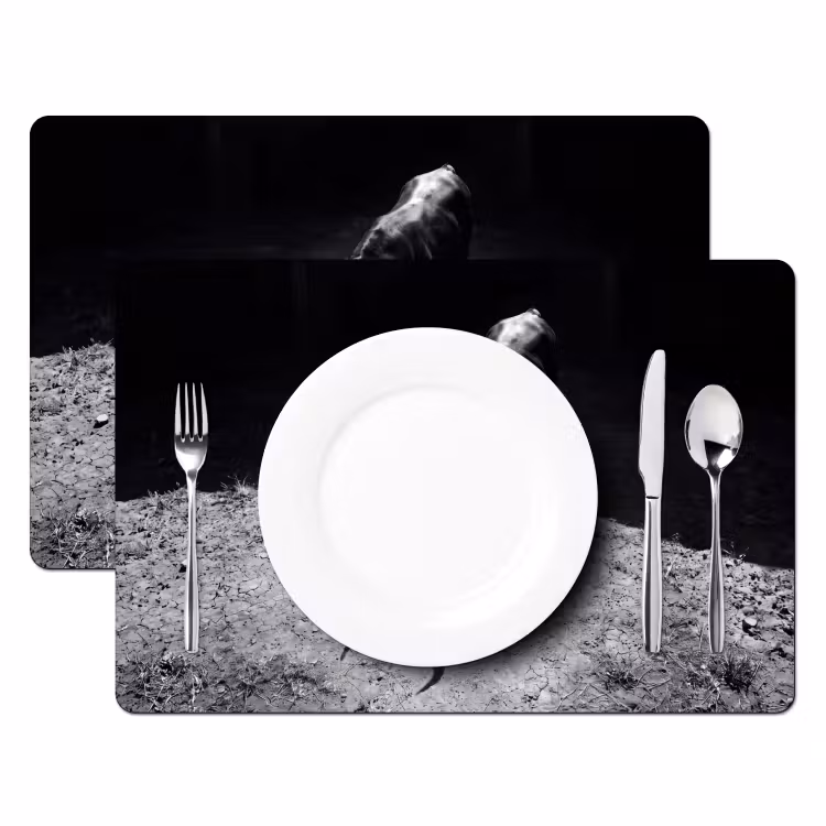 Placemat - 6 stuks - Stier - Schaduw - Dieren - Contrast - Zwart-wit — 2