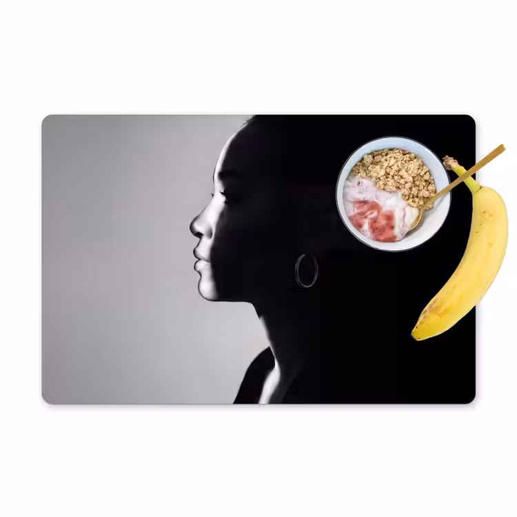 Placemat - 6 stuks - Vrouw - Profiel - Mensen - Zwart-wit — 1
