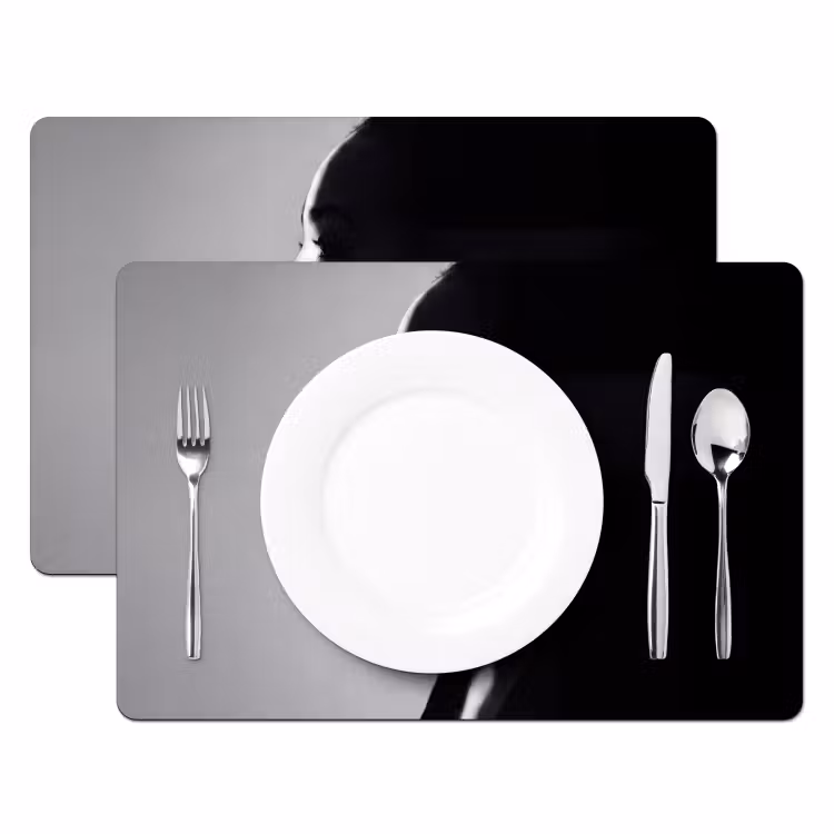 Placemat - 6 stuks - Vrouw - Profiel - Mensen - Zwart-wit — 2