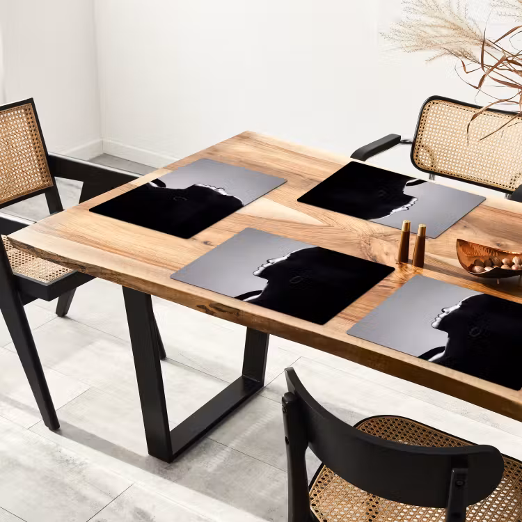 Placemat - 6 stuks - Vrouw - Profiel - Mensen - Zwart-wit — 5