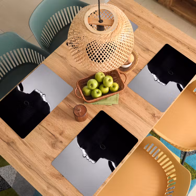 Placemat - 6 stuks - Vrouw - Profiel - Mensen - Zwart-wit — 6